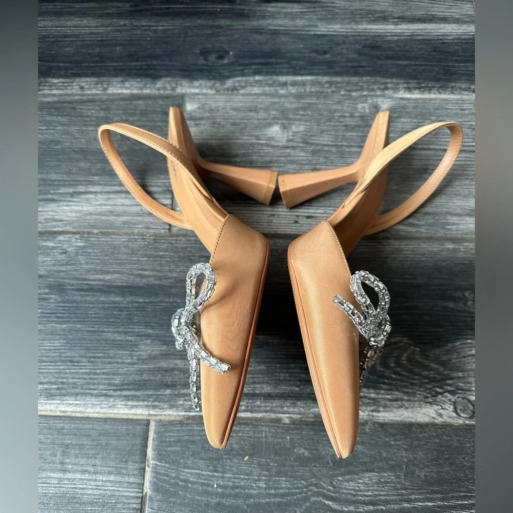 NWOT Zara Bow Slingback Neutral Heels Size 40 - Picture 11 of 15